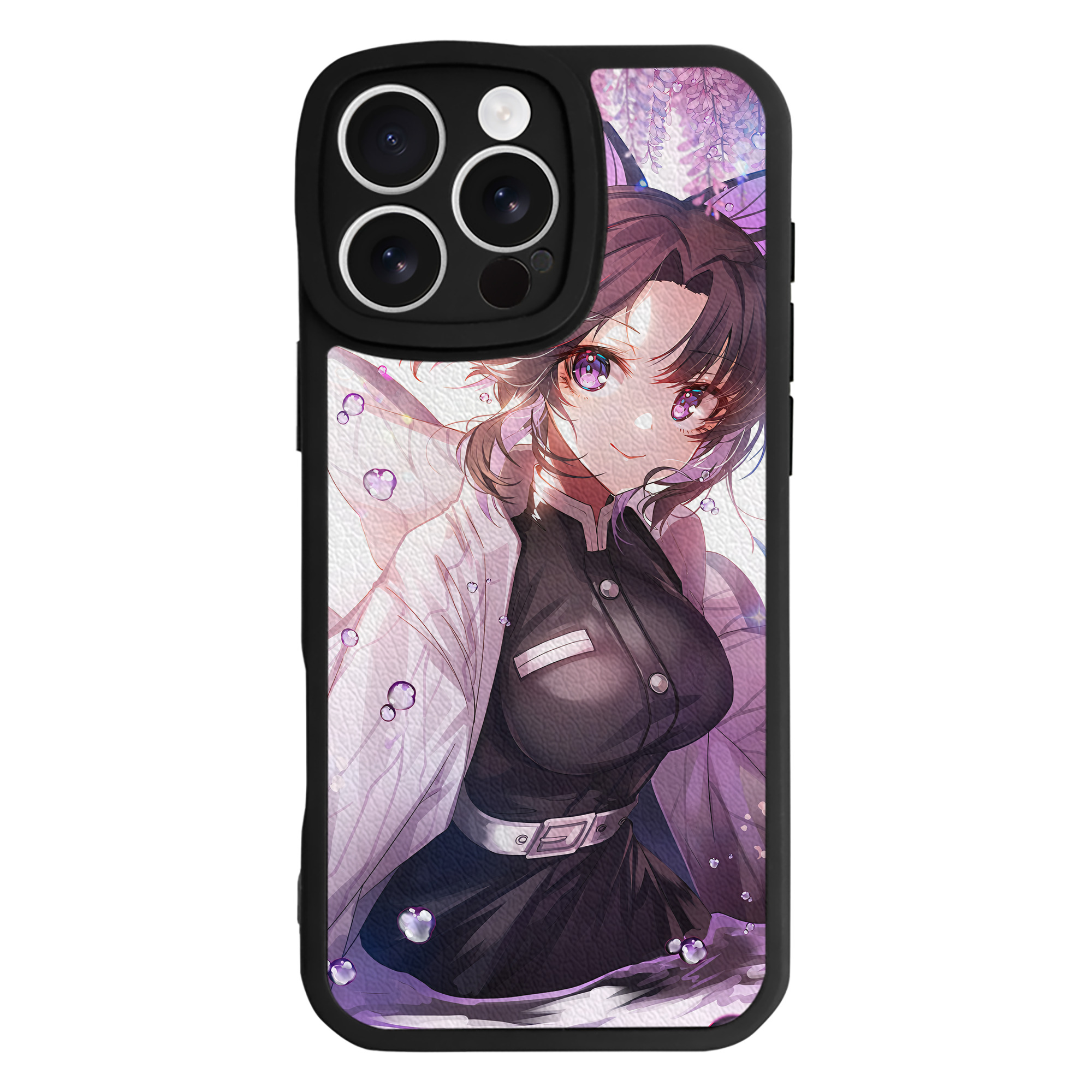 （画像用） 鬼滅の刃（きめつのやいば）蟲柱-胡蝶 しのぶ／こちょう しのぶ Kochou Shinobu 【iPhone 16シリーズ対応】シリコンスマホケース（レザー調） 材質：シリコン